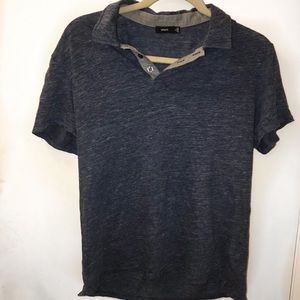 Vince - Navy Blue linen 3/4 Polo Shirt